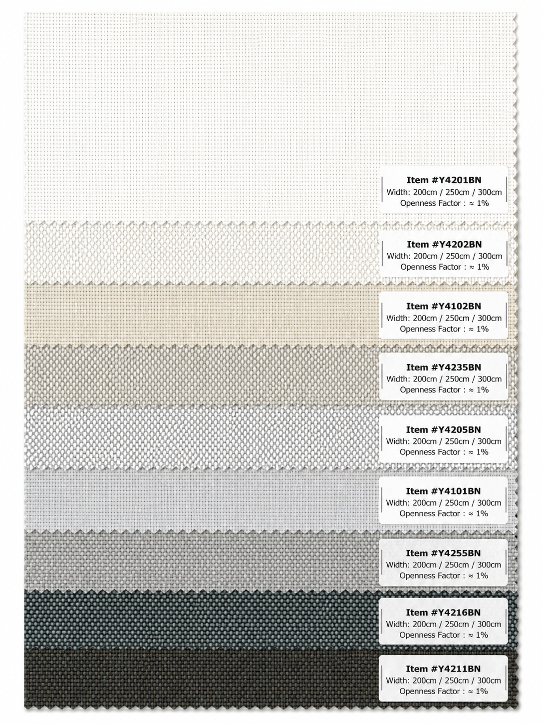 Basden Y4000BN 1% Zip Blind Fabric Colour Collection
