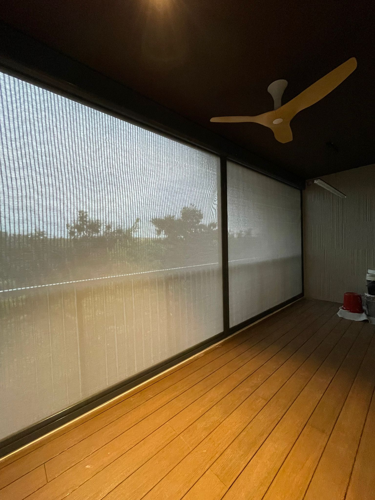 Indoor outdoor living space with zip blind