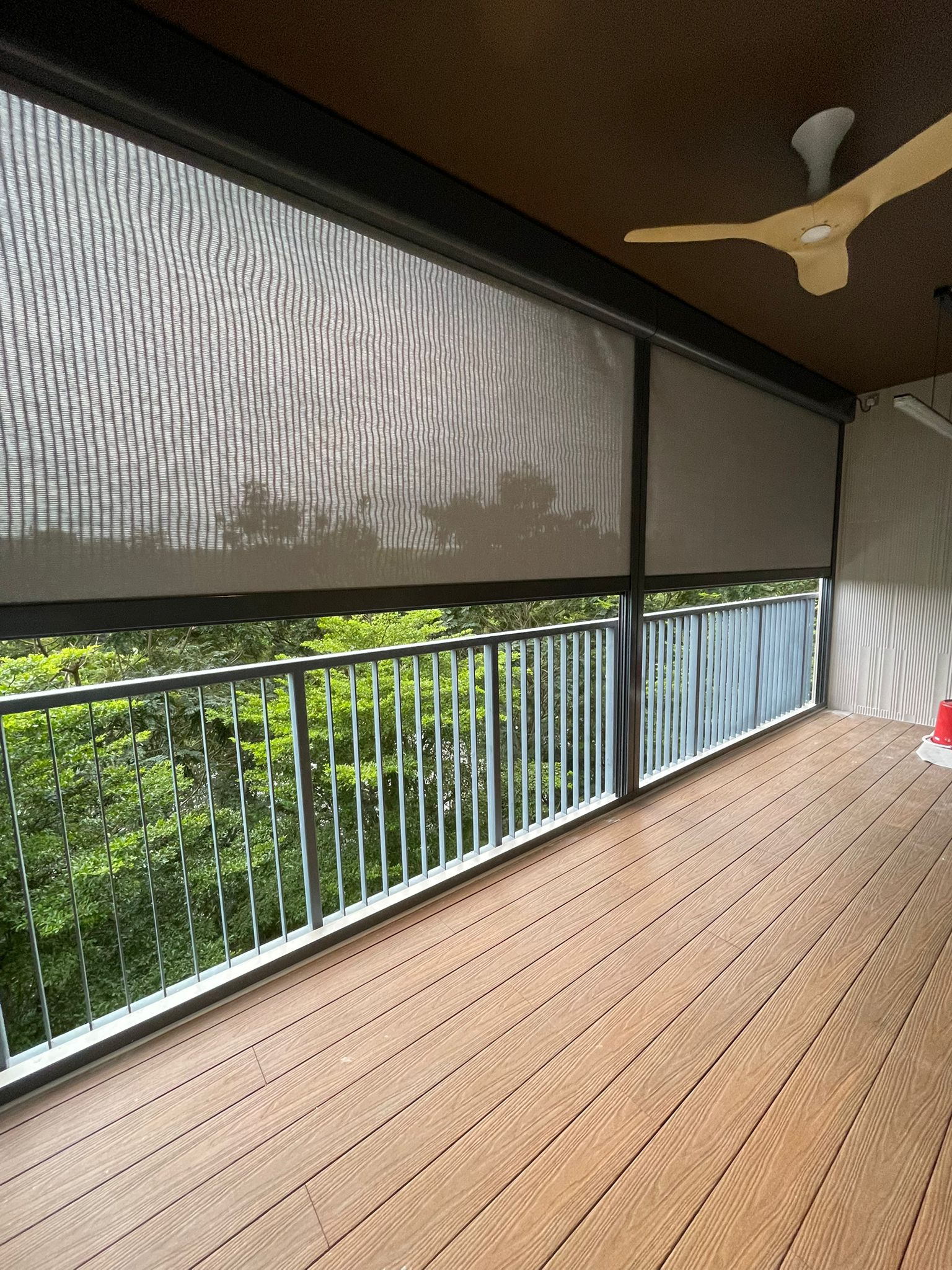 Terrace zip blind installation for outdoor shade